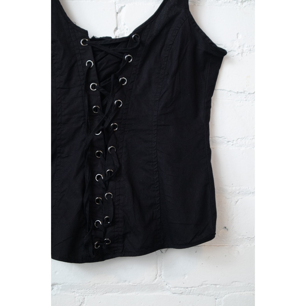 Hot Topic Black Lace Up Corset Top Hook and Eye Back Adjustable Straps Small - Picture 3 of 6
